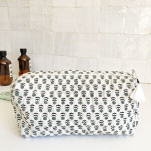 Trousse de toilette forme baluchon, en coton impression block print, fait main en Inde