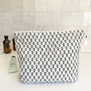 Trousse de toilette ou maquillage en coton impression block print, savoir faire indien