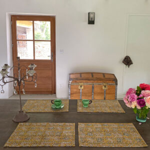 set de table en coton matelassé block print quilt fait main en Inde