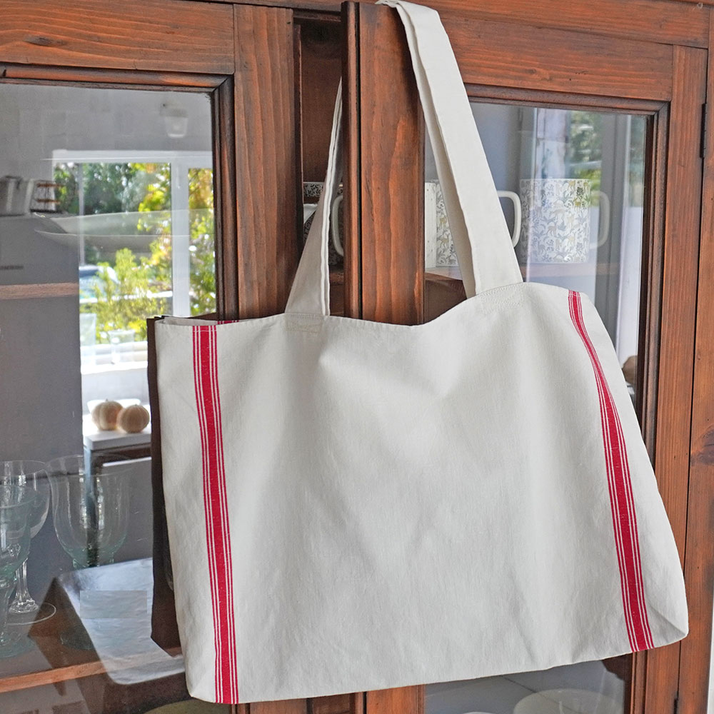 sac shopping fait main torchon ancien vintage